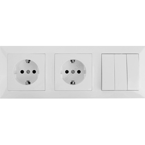 Aigostar - Троен ключ №3 и 2x SCHUKO розетки 230V с бяла рамка (AI2830)