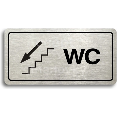 ACCEPT Piktogram WC VLEVO DOLŮ - stříbrná tabulka - černý tisk