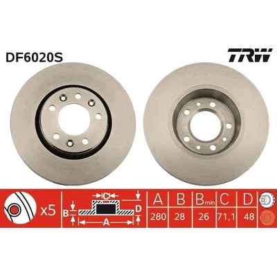 Brzdový kotúč TRW DF6020S