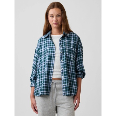 GAP Oversize flanelová košeľa Zelená
