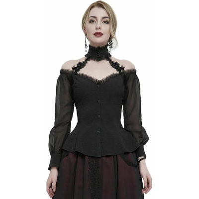 Devil fashion дамска блуза devil fashion - Черна готика риза с голи рамена- sht09501
