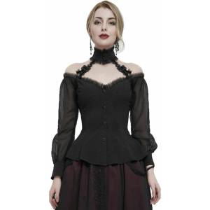 Devil fashion дамска блуза devil fashion - Черна готика риза с голи рамена- sht09501
