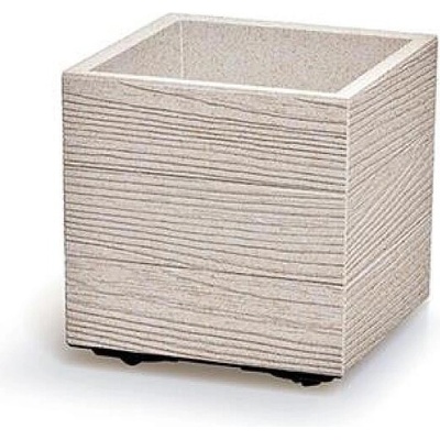 PROSPERPLAST Květináč MADERA SQUARE ECO WOOD bílý 28,8cm