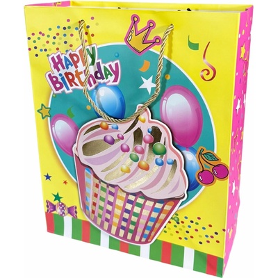 Dárková taška střední Happy Birthday se třpytkami Typ: 1
