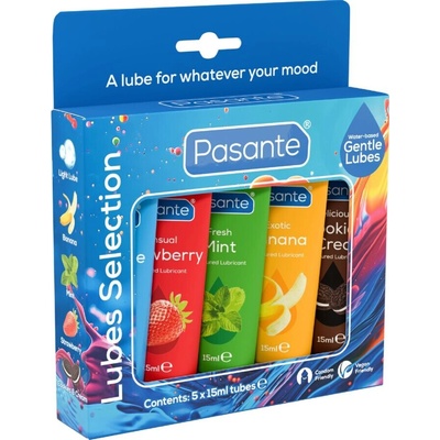 Pasante pack assorted flavor lubricants 5 units x 15 ml