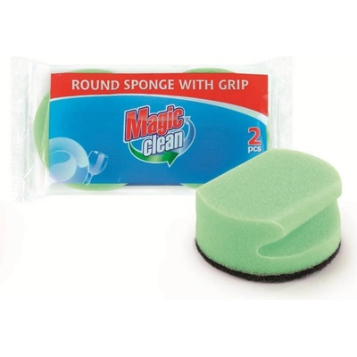 Convoy World 2 бр. кръгли домакински кухненски гъби с канал и силно абразивна част Magic Clean (HSSF389)