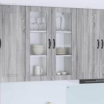 vidaXL Стенен стъклен шкаф PORTO Сив Сонома 80 x 31 x 100 см (885511)