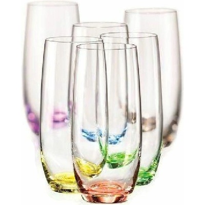 Bohemia Crystal Barevné sklenice na vodu a nealko Rainbow 6 x 350 ml