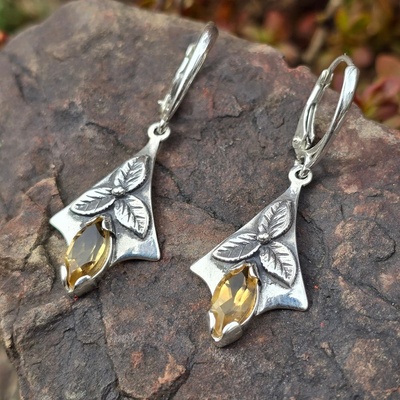 Drakkaria SHAMROCK náušnice stříbro citrín P41275