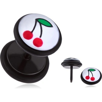 Šperky eshop ocelový falešný piercing do ucha třešně bílý podklad PC30.13