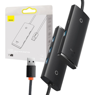 Baseus Хъб Baseus OS-Lite, 4х USB, 25cm, черен (WKQX080001)