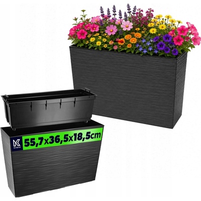 Kadax Květináč plast šedý 56 x 19 x 36 cm