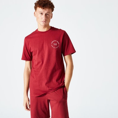 Domyos pánske tričko na fitness 500 Essentials bordové červené