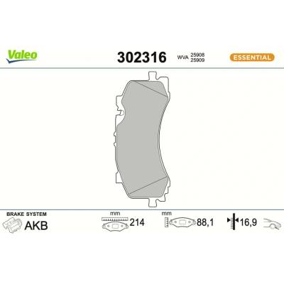 Sada brzdových platničiek kotúčovej brzdy VALEO 302316