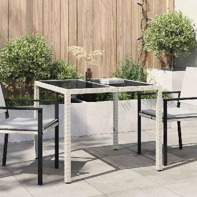 vidaXL Градинска маса Бяло 90 x 90 x 75 cm полиратан (362535)