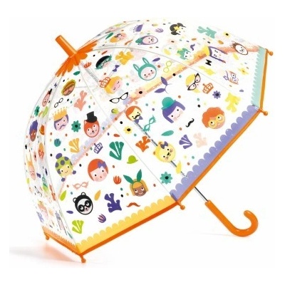 Djeco Tváričky deštník dětský měnící barvu v dešti průhledný