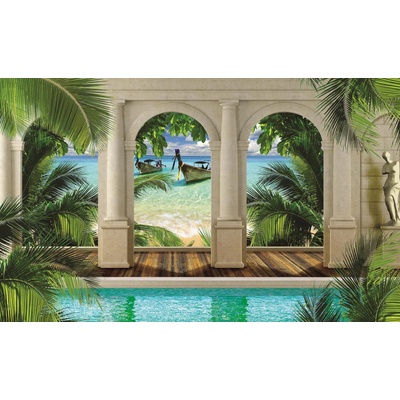 Preinterier FT2707 Fototapeta na stenu Výhľad cez kolonádu na lode vlies 104cm x 70cm