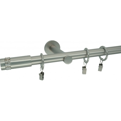 KovovégarnýžeCZ Astra modern 19 mm Jednořadá prodloužená Bez kroužků matný nikl 140 cm