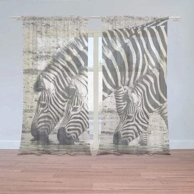 Sablio Záclony Zebry pri vode: 2ks 150x250cm