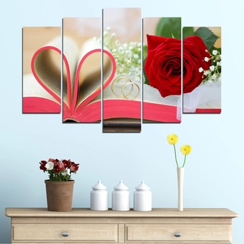 Vivid Home Картини пана Vivid Home от 5 части, Цветя, Канава, 110x65 см, Стандартна форма №0386
