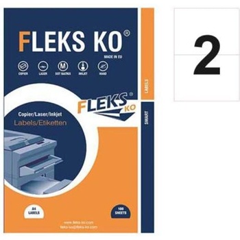Fleks Ko Етикети Fleks Ko Бели, прави ъгли, 210x148.1 mm A4, 100 л. 2 (520191-11-22035)