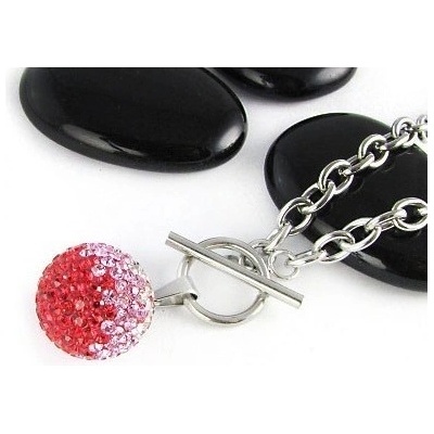 Prosperk Řetízek ocelový s přívěskem červená kulička S0682