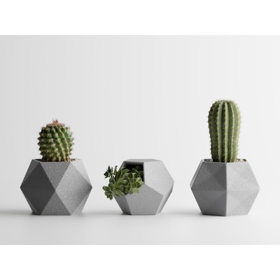 Комплект 3 броя кашпи Atina сребърен