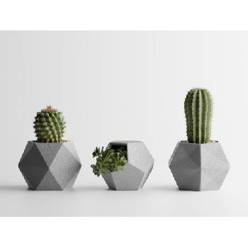 Комплект 3 броя кашпи Atina сребърен