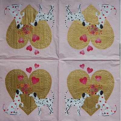 Nuoveau obrúsky Pejskové a srdce 33x33cm