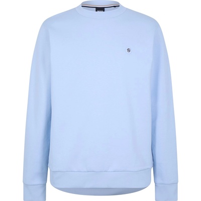 HUGO BOSS Риза с дълъг ръкав Boss Men's Logo Patch Cotton Long Sleeve Crew Sweatshirt - Lt Pas Blue 454