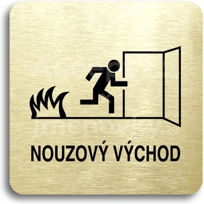ACCEPT Piktogram nouzový východ III - zlatá tabulka - černý tisk bez rámečku