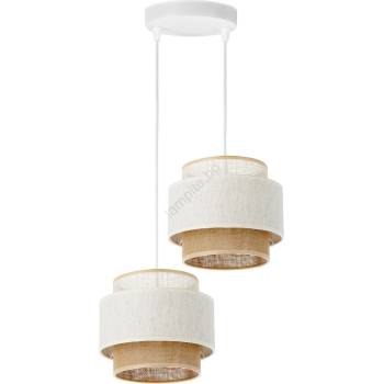 BELIS Пендант на кабел BOHO 2xE27/60W/230V бял/юта (BE0999)