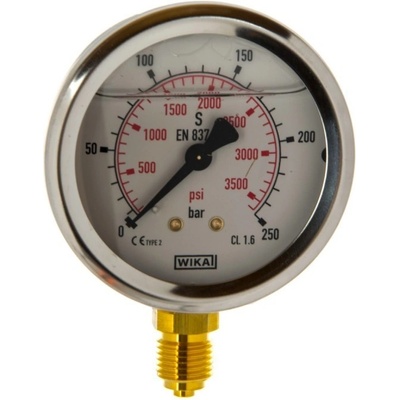 Manometer Fi 63 Bsp 1/4" Spodný rozsah 0-250 Bar Wika