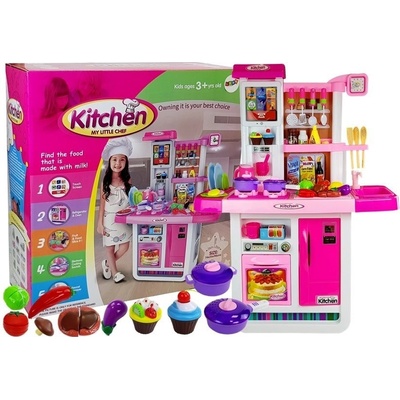 LEAN TOYS Kuchyňa s vodovodným kohútikom a príslušenstvom ružová