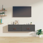 vidaXL Стенни шкафове, 2 бр, сиви, 60x30x30 см, бор масив (818370)