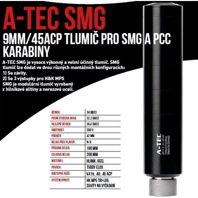 A-TEC SMG Ráže: 9mm Luger na adaptér A-LOCK Mini – Zbozi.Blesk.cz
