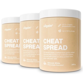 Vilgain Cheat Spread mandle s bielou čokoládou a kokosom 3 x 300 g