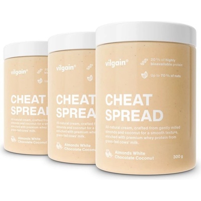 Vilgain Cheat Spread mandle s bielou čokoládou a kokosom 3 x 300 g