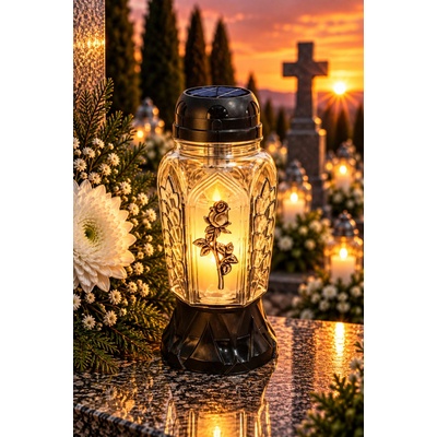 Zaramix Náhrobný kahanec L62 s ružou solárny 24cm