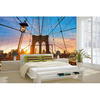 DIMEX ART Самозалепваща се флизелинова фототапета бруклински мост при залез слънце 375 x 250 см