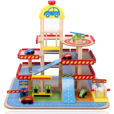 Wooden Toys drevená garáž parking