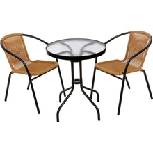 Crossheim C25002 Zahradní balkónový set 2+1 Miami Rattan PE hnědý