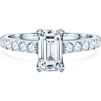 SAVICKI Годежен пръстен Share Your Love: бяло злато, лабораторни диаманти с шлифовка "смарагд