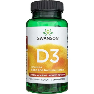 Swanson Vitamín D3 5000 IU 250 softgel kapsúl
