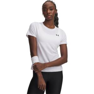 Under Armour Дамска фланелка с къс ръкав Under Armour Womens Tech Mesh Short Sleeve Performance Gym Top - White/Black