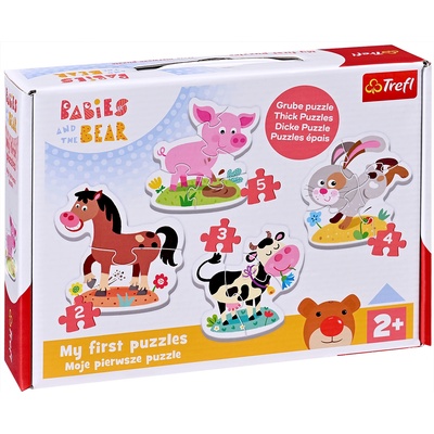 Trefl Бебешки пъзел Trefl 4 в 1 - Във фермата (36127)