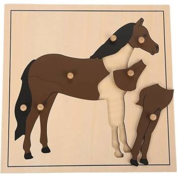 Image 1 of Smart Baby Дървен мини пъзел с животни Smart Baby - Кон, 7 части (MO50-1)