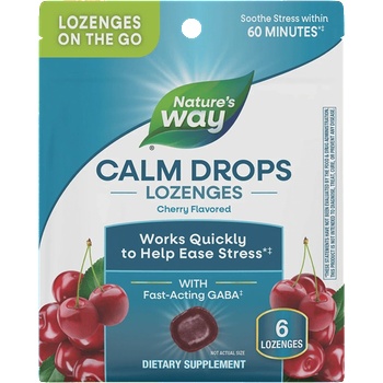 Nature's Way Calm Drops ГАБА (гама-аминомаслена киселина) 100 mg 6 таблетки за смучене, с вкус на череша | Nature’s Way (15063)
