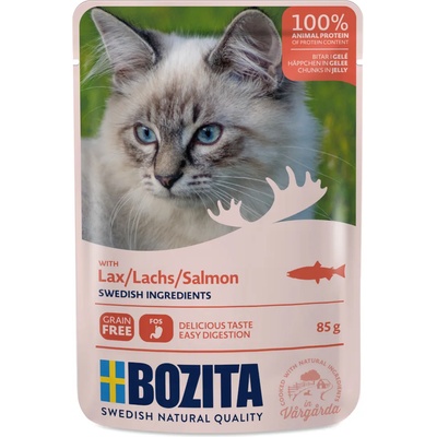 Bozita 12x85г Bozita хапки в желе, консервирана храна за котки - сьомга