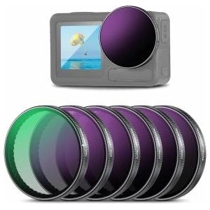 NEEWER ND filter set compatible with DJI Osmo Action 5 Pro/4/3, pack of 6 ND8+ND16+ND32+ND64+ND256+CPL gray filter polarization filter action camera accessories, multi-coated optical HD glass, FL-A98